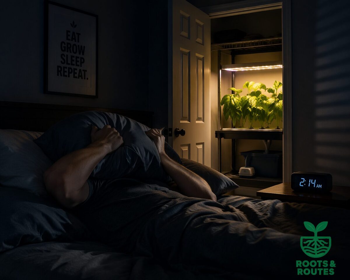 image of man who cant sleep without a Quiet Hydroponic System